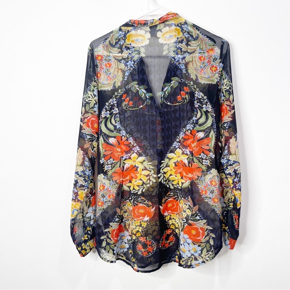 Cabi Floral Sheer Blouse Size Small S - Picture 7 of 10